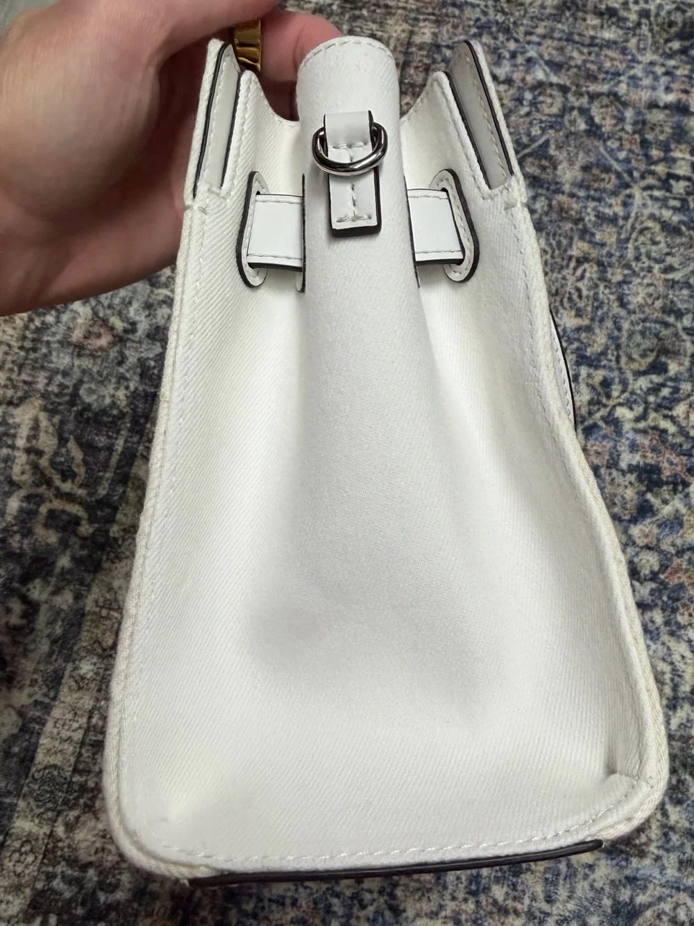 Michael Kors White Monogram Satchel with Silver Hardware